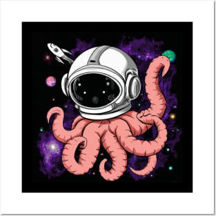 Octopus Astronaut Head Posters and Art